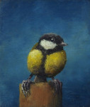 klein koolmeesje op blokje  3.7 x 4.7 cm